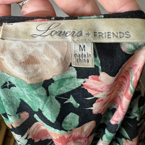 Lovers + Friends Black Pink Cream Rose Floral Cold Shoulder Mini Dress Size M - Picture 15 of 16